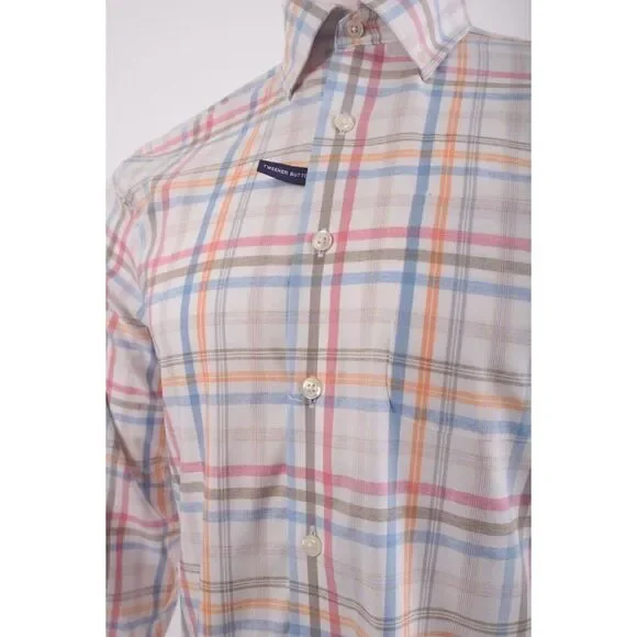 Johnnie-O Mens Button-Up Shirt Prepformance Tower S multi-Color White Plaid NWT
